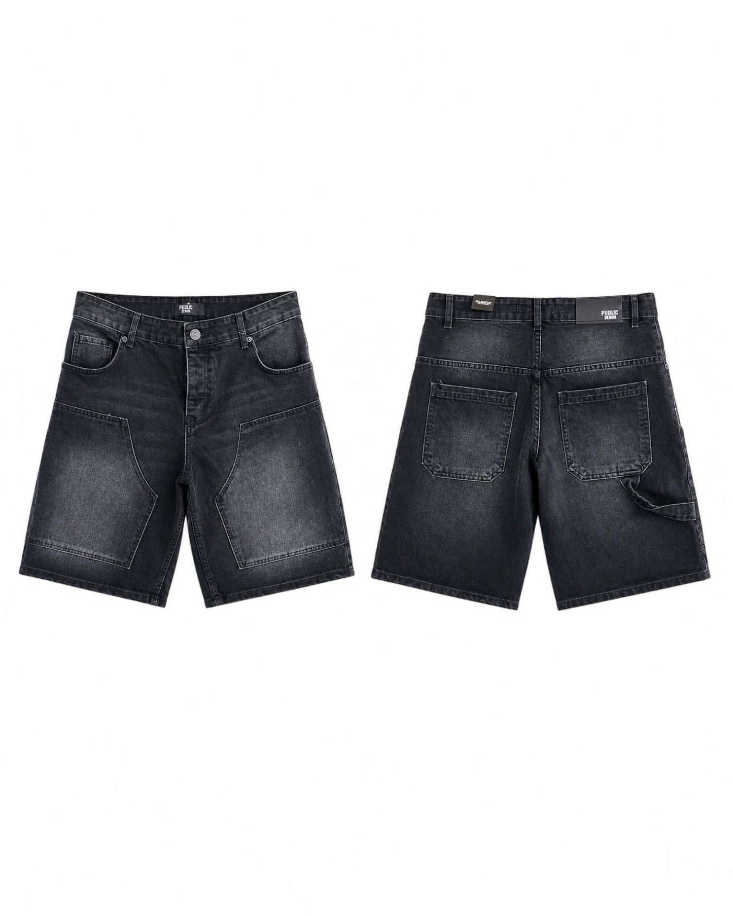 Short Bermuda Public Denim Noir Délavé Homme – Denim Premium Stretch