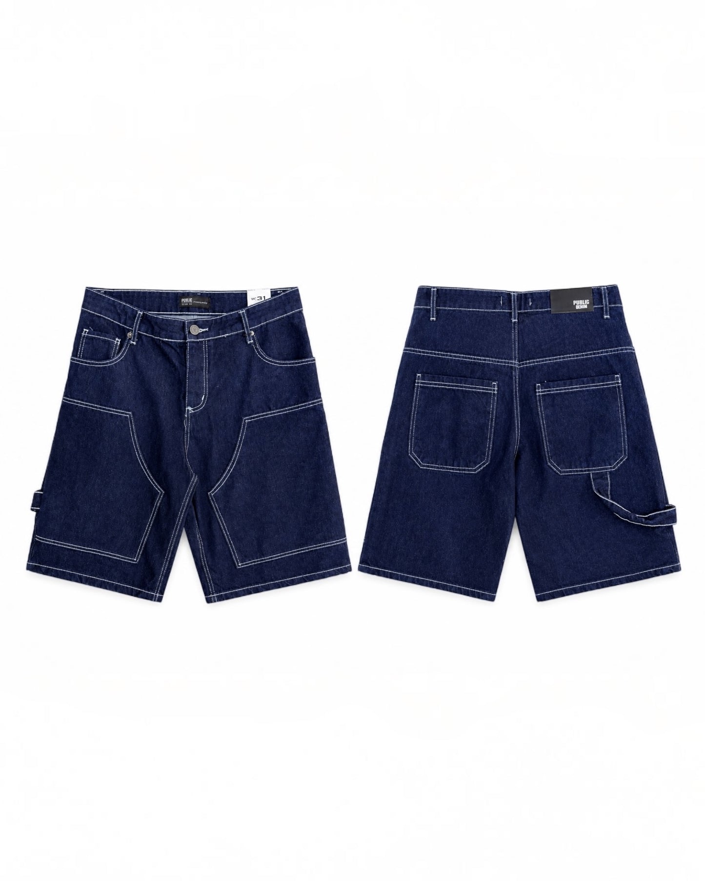 Short Bermuda Public Denim Bleu Brut Homme | Denim Premium Stretch