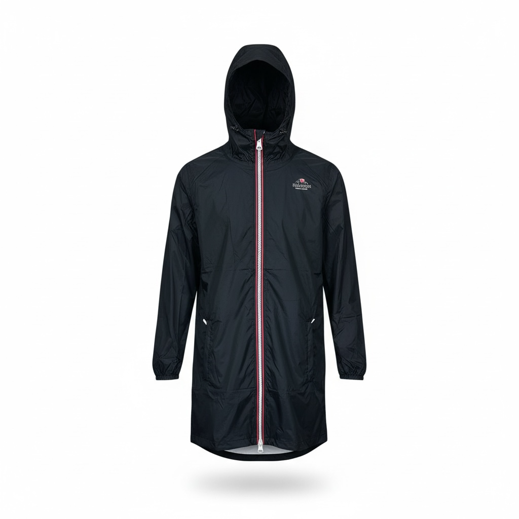 Veste Imperméable Longue Noir – Helvetica Passy (Coutures Thermo-Soudées)