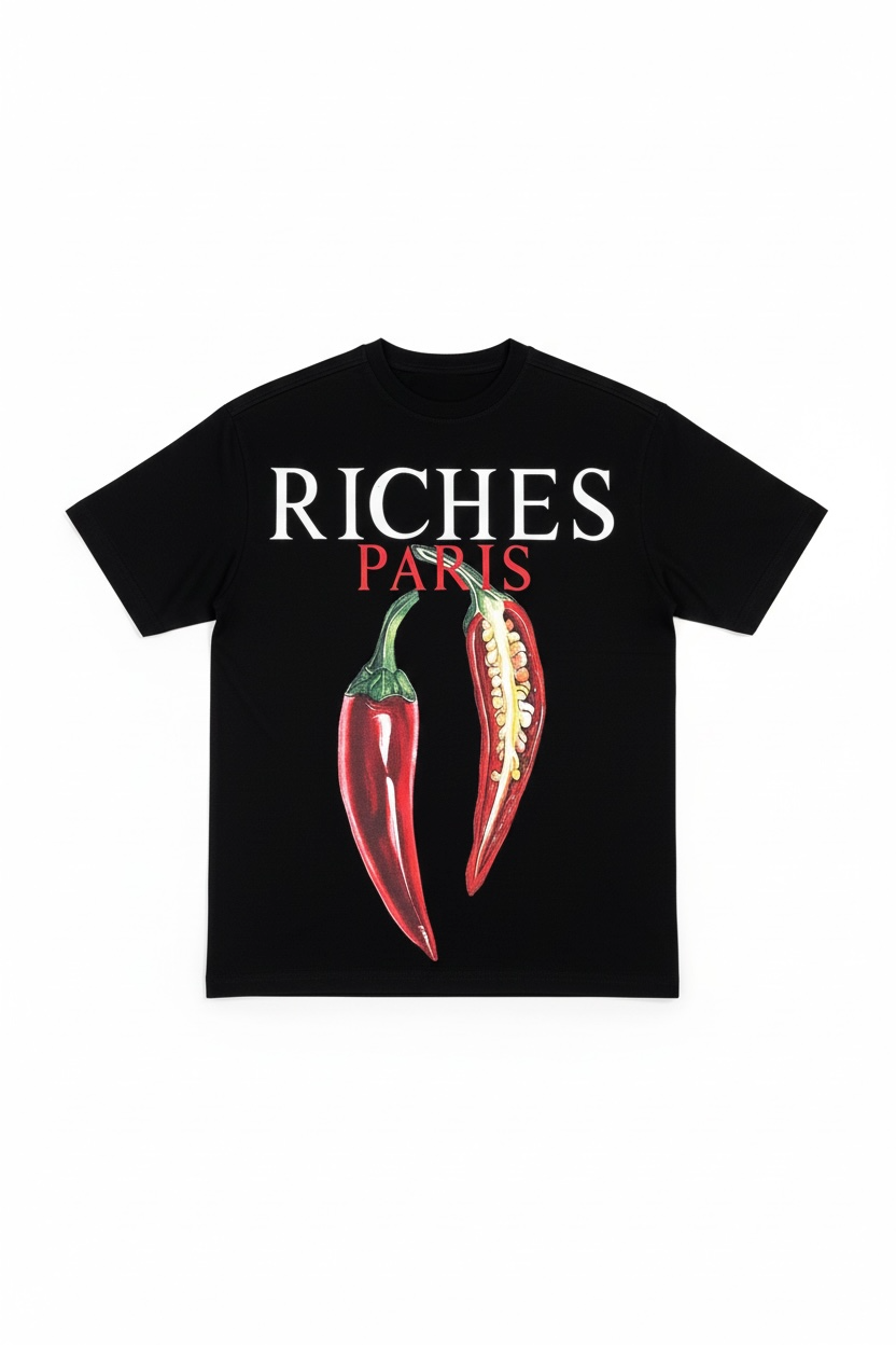 T-shirt Riches Paris Noir Réf:RCH-863 (Piment)