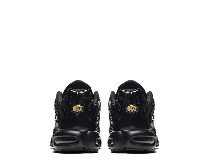 <img src="URL_DE_TON_IMAGE_3.jpg" alt="Semelle extérieure de la Nike Air Max Plus Triple Black avec unités Tuned Air apparentes.">