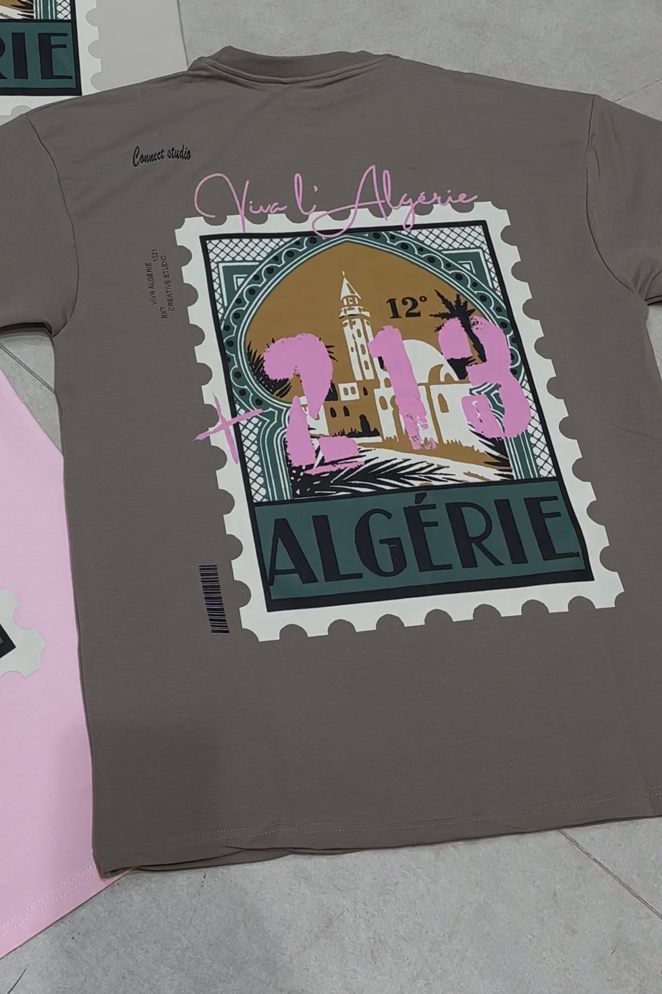 T-SHIRT VIVA L’ ALGERIE +213 - MARRON FONCÉ