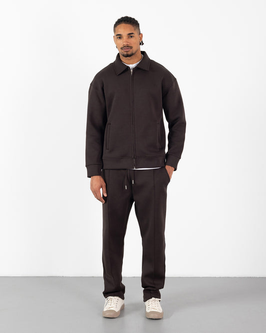 Ensemble Scuba Oversize – Veste Col Chemise + Jogging – Marron