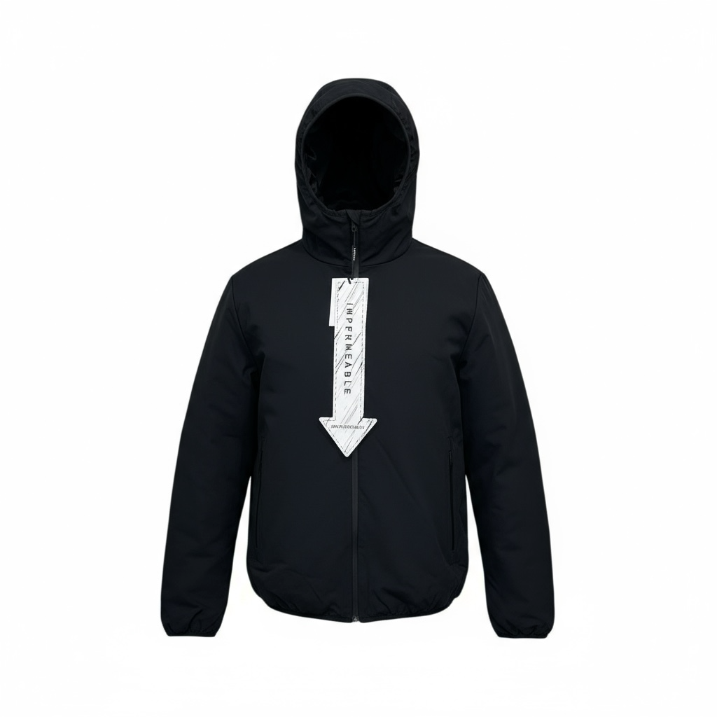 FUSIONAL – Veste noire imperméable avec cagoule intégrée | Style urbain & performance extrême