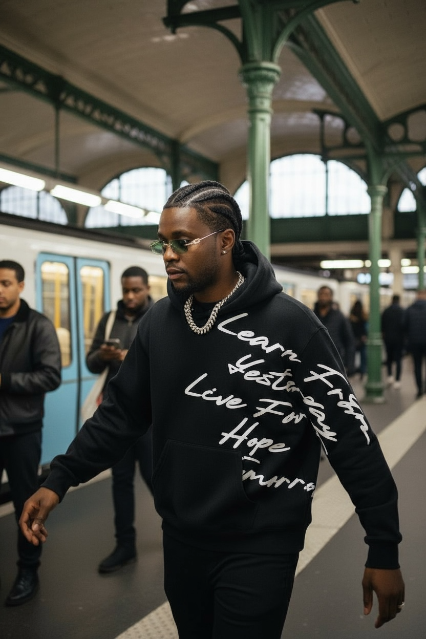 Maksim – Hoodie « Learn From » Noir | Sweat à Capuche Unisexe