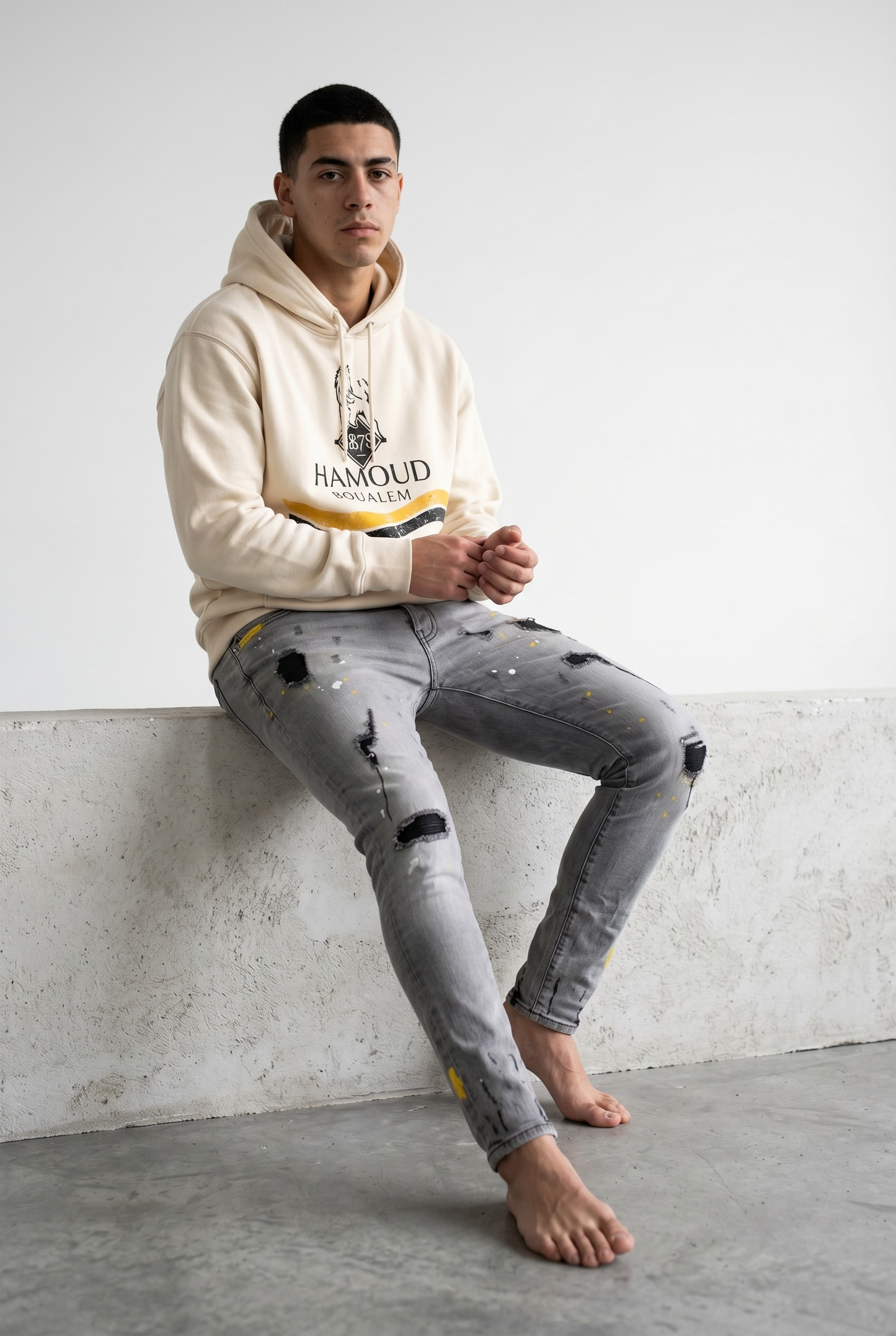 Jean Ghost Grey Paint Summer Homme – Denim Stretch Gris Destroy Premium