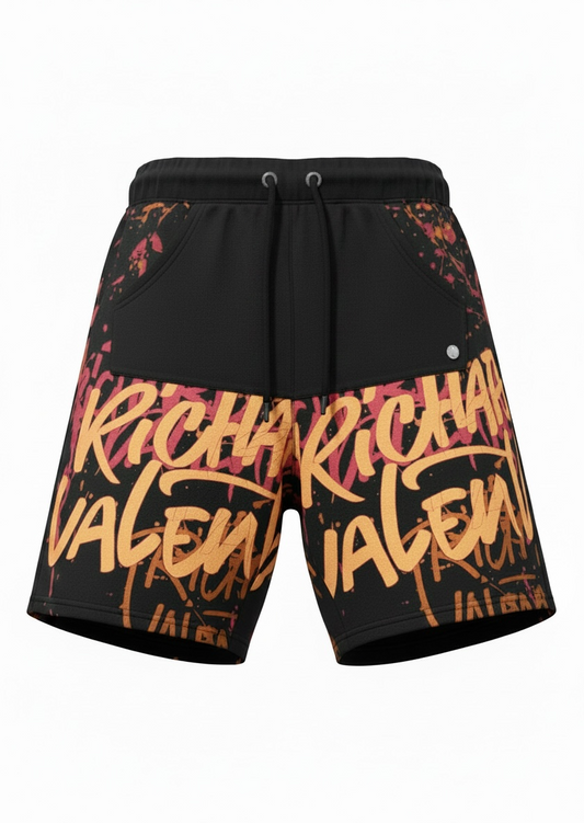 Short Richard Valentine Shadenail Noir Graffiti Homme – Coton Premium Made in Italy
