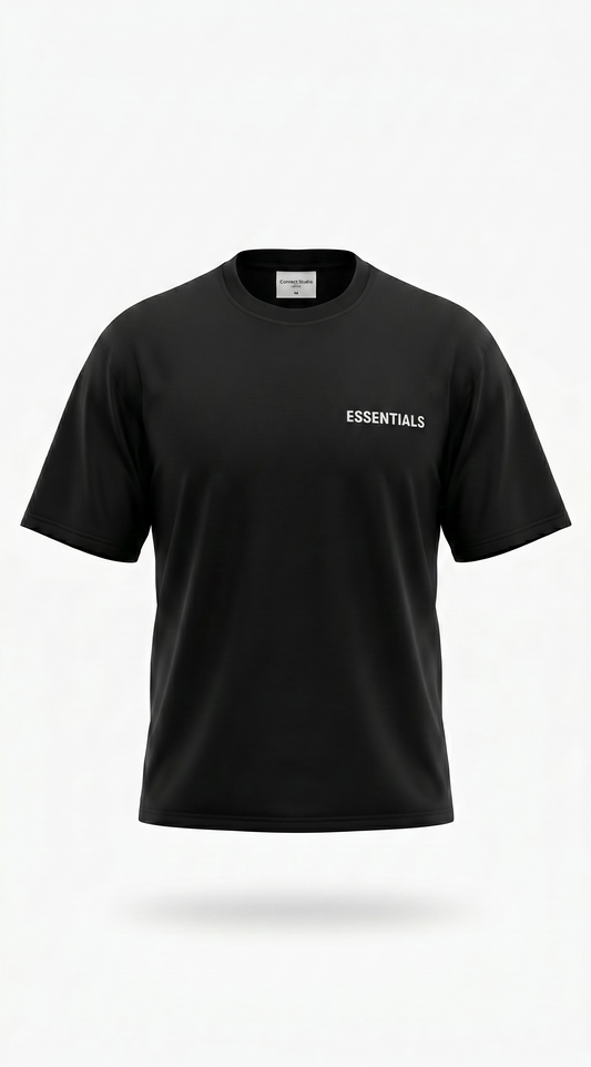 T-Shirt ESSENTIALS Noir Intense Oversize Premium Homme