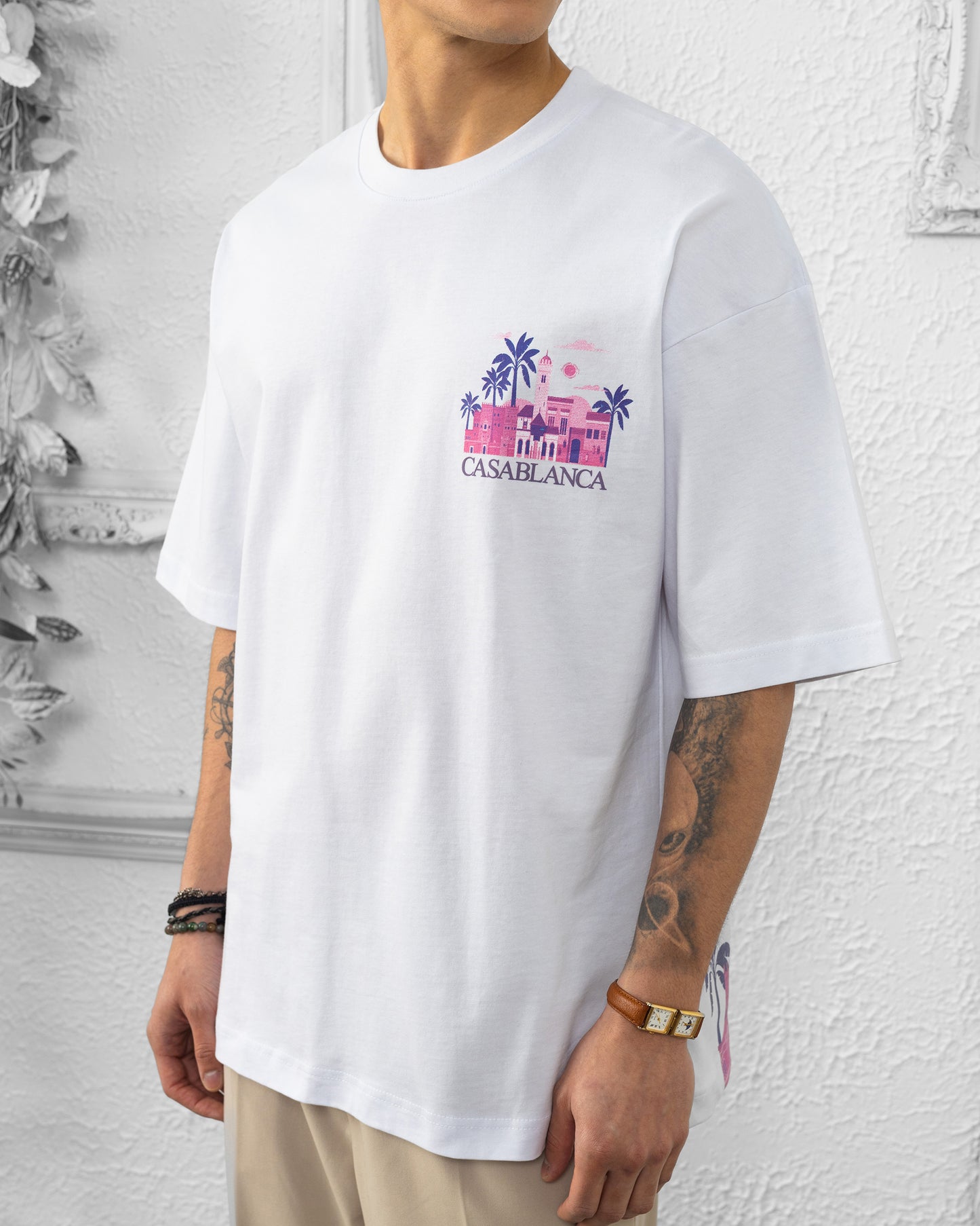 T-SHIRT CASABLANCA BRODERIE - Blanc