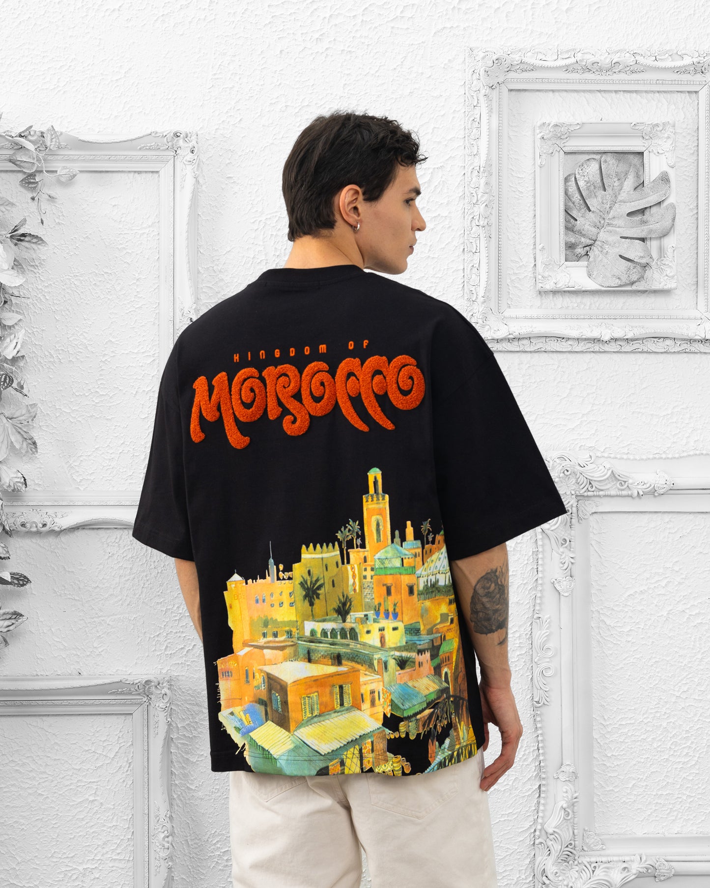 T-SHIRT MOROCCO - Noir & Orange