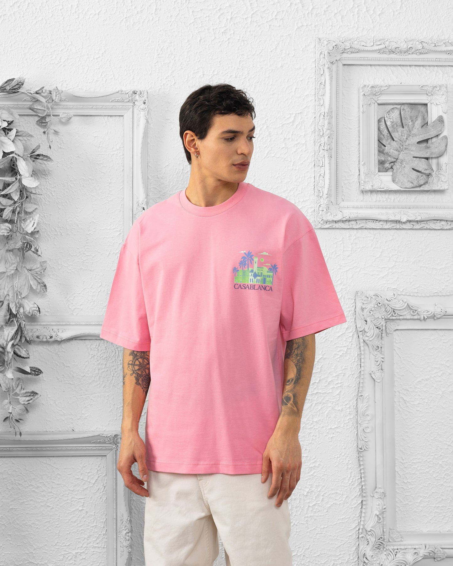 T-SHIRT CASABLANCA BRODERIE - Rose