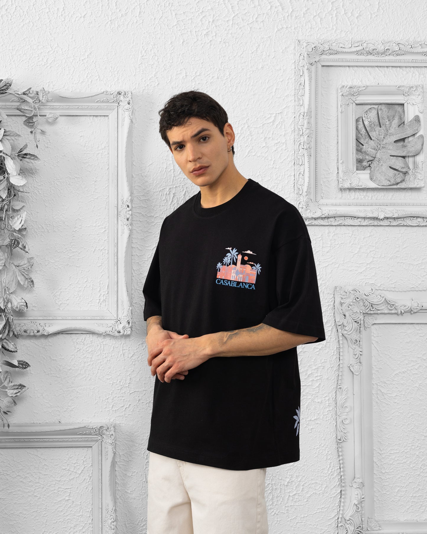 T-SHIRT CASABLANCA BRODERIE - Noir