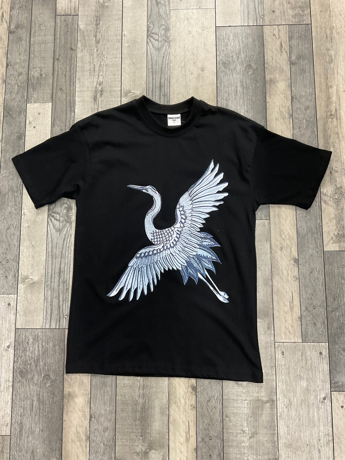 T-shirt Grue BLEU - noir