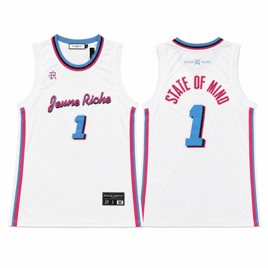 Débardeur Basketball Jeune Riche State Of Mind Blanc – Jersey Streetwear Premium Homme