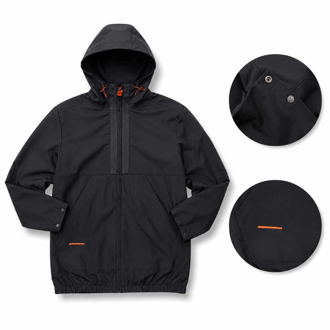 Ensemble Technique Noir & Orange – Veste à Capuche + Pantalon Cargo