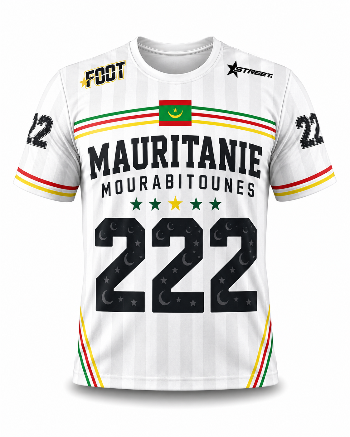 Maillot Mauritanie 222 Blanc Rayé – Connect Studio Paris Invictus Edition