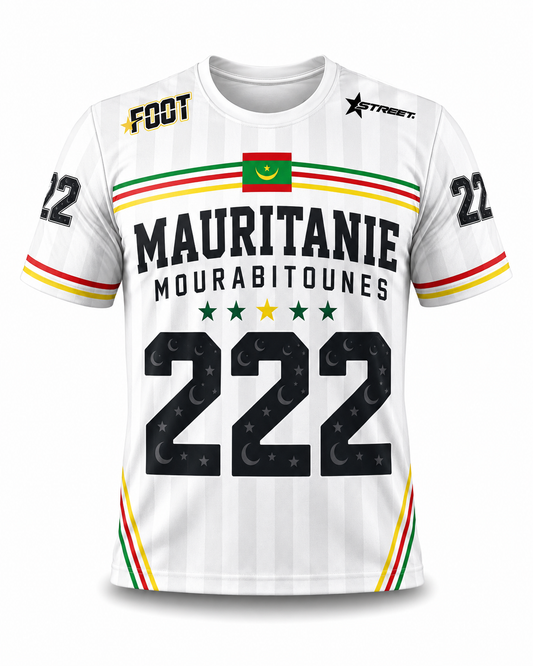 Maillot Mauritanie 222 Blanc Rayé – Connect Studio Paris Invictus Edition