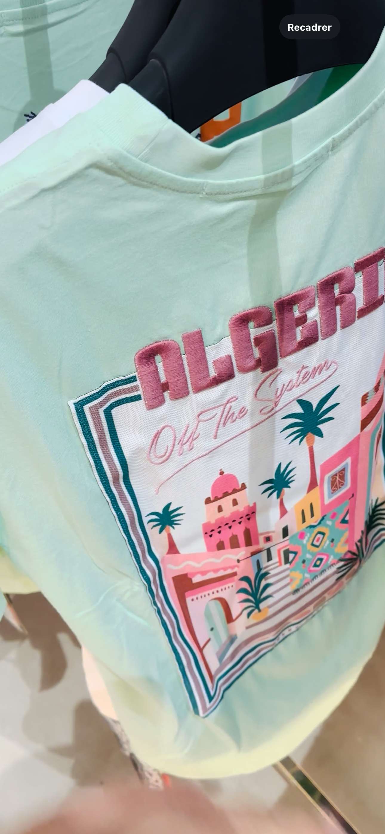 T-SHIRT ALGERIA  - OFF THE SYSTEM - Vert D’eau + Broderie Algeria Rose