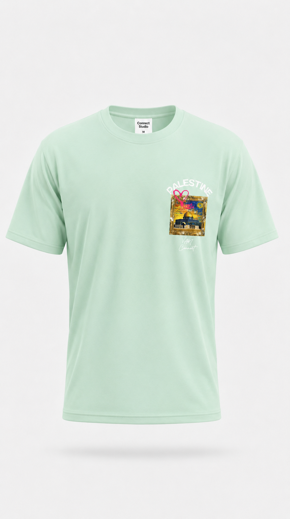 T-shirt Palestine Connect Studio Paris Vert Menthe – Dôme du Rocher Art Premium