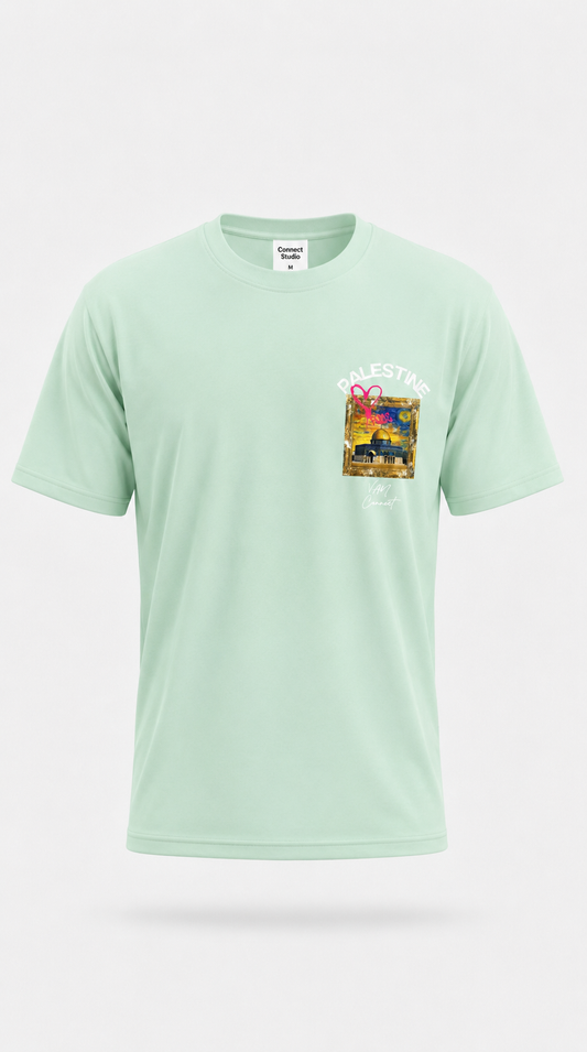 T-shirt Palestine Connect Studio Paris Vert Menthe – Dôme du Rocher Art Premium