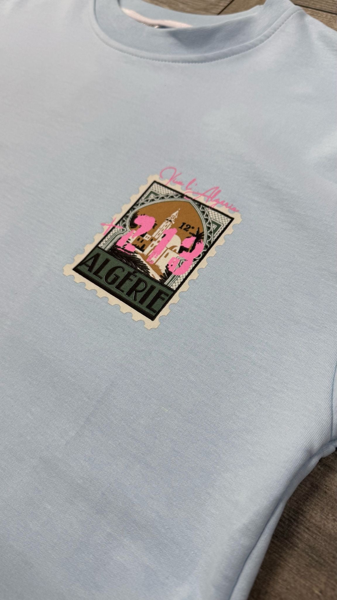 T-SHIRT VIVA L’ ALGERIE +213 - BLEU CIEL