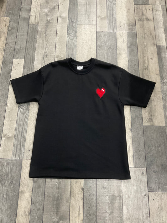 T-shirt CŒUR ROUGE 3D - noir