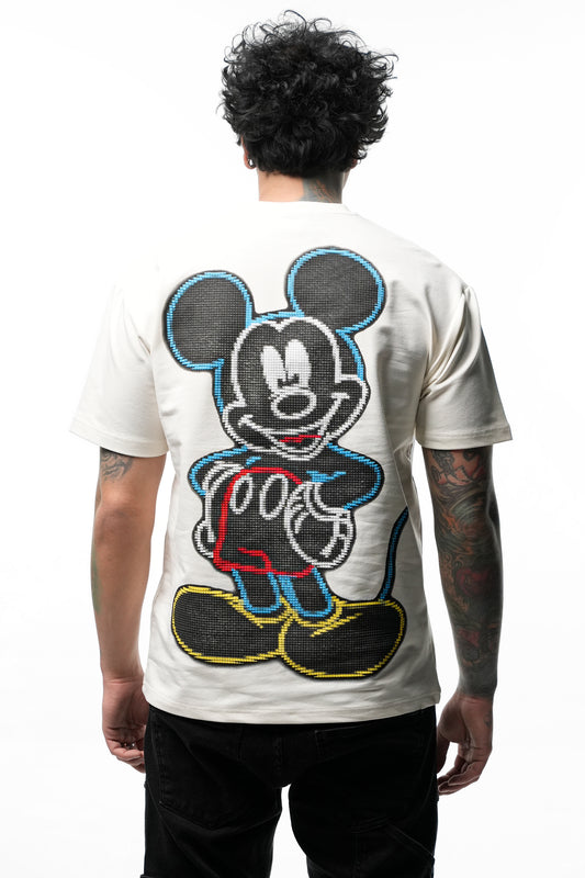 Riches Paris - T-shirt Mickey Pixel Oversize
 - Blanc