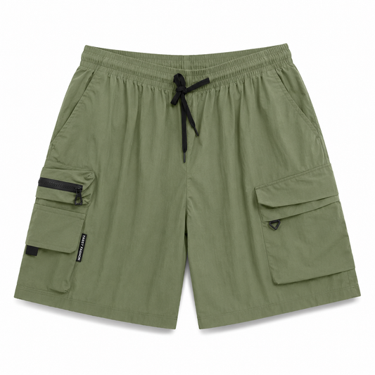 Short Cargo Technique UNTRACED Kaki – Nylon Léger Techwear Été Homme