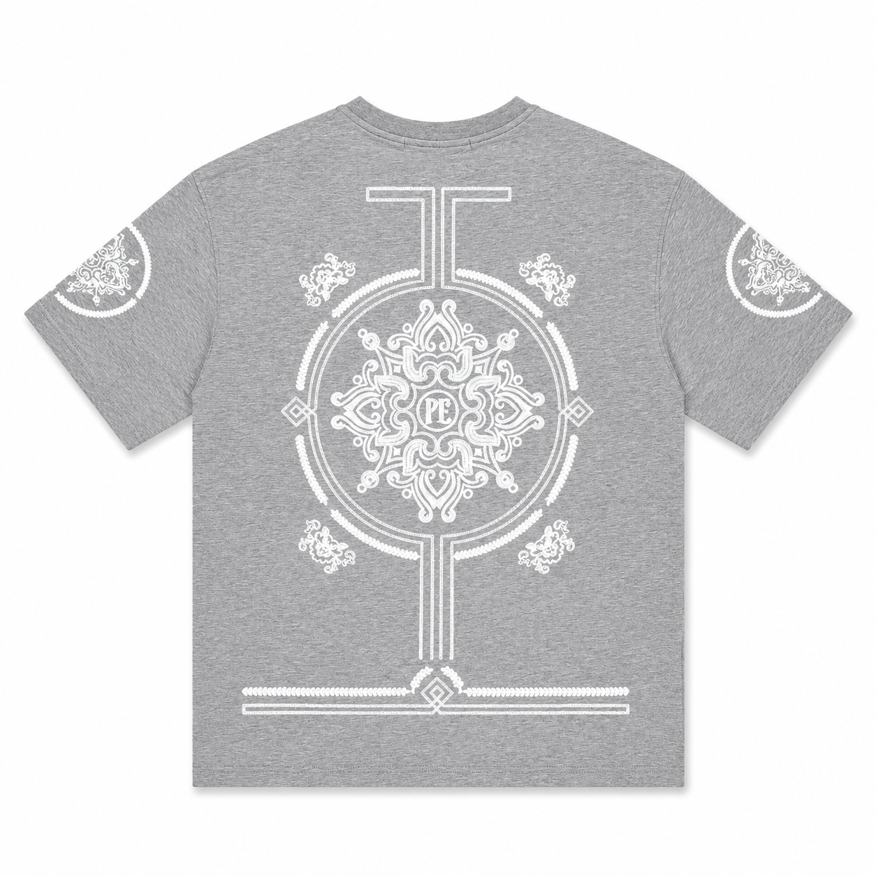 Ensemble Plus Eighteen Gris Chiné Brodé – T-shirt & Short Premium