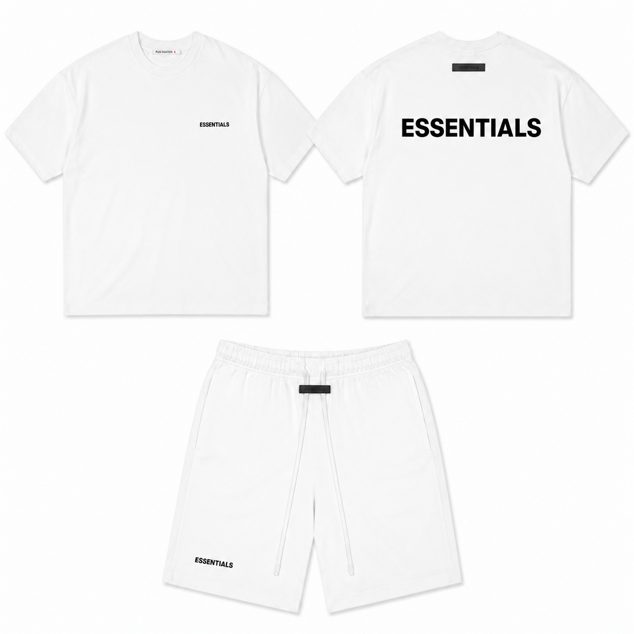 Ensemble ESSENTIALS Homme Blanc | T-Shirt Oversize + Short Premium