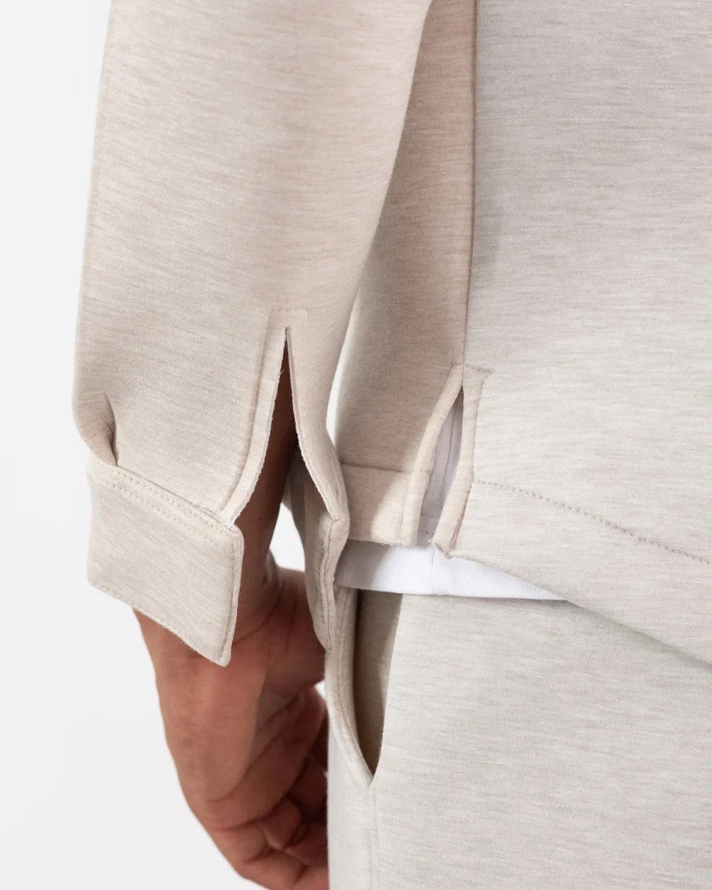 Ensemble Scuba Oversize – Veste Col Chemise à bouton + Jogging – Beige