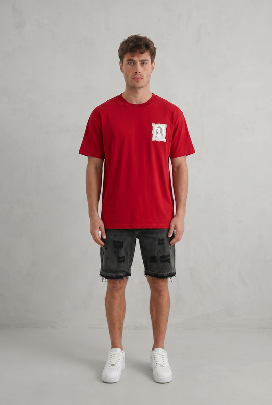 T-shirt ‘Louvre Edition’ – Mona Lisa rouge vif intense type Crimson Red / Racing Red.