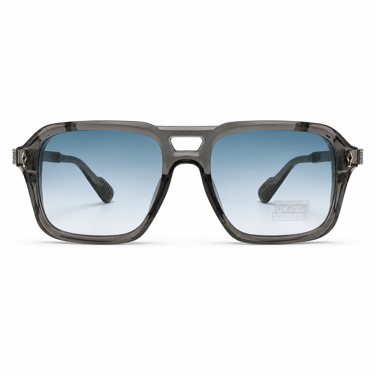 Lunettes de Soleil Smoke Grey Ice Blue UV400 | Monture Transparente Fumée