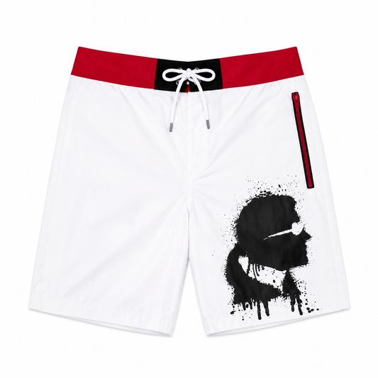 Short de Bain Karl Lagerfeld Long Boardshort White Red Homme