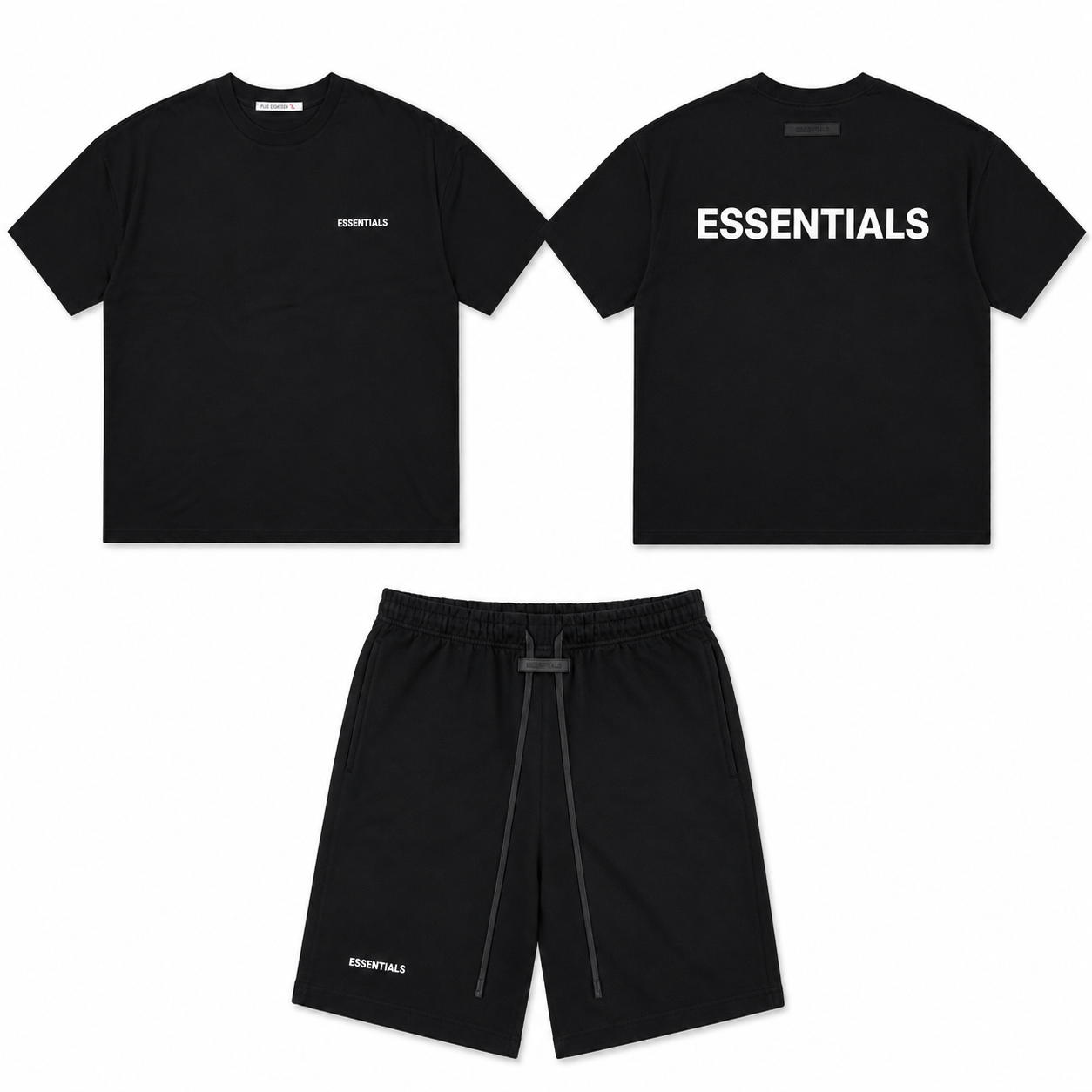 Ensemble ESSENTIALS Homme Noir | T-Shirt Oversize + Short Premium