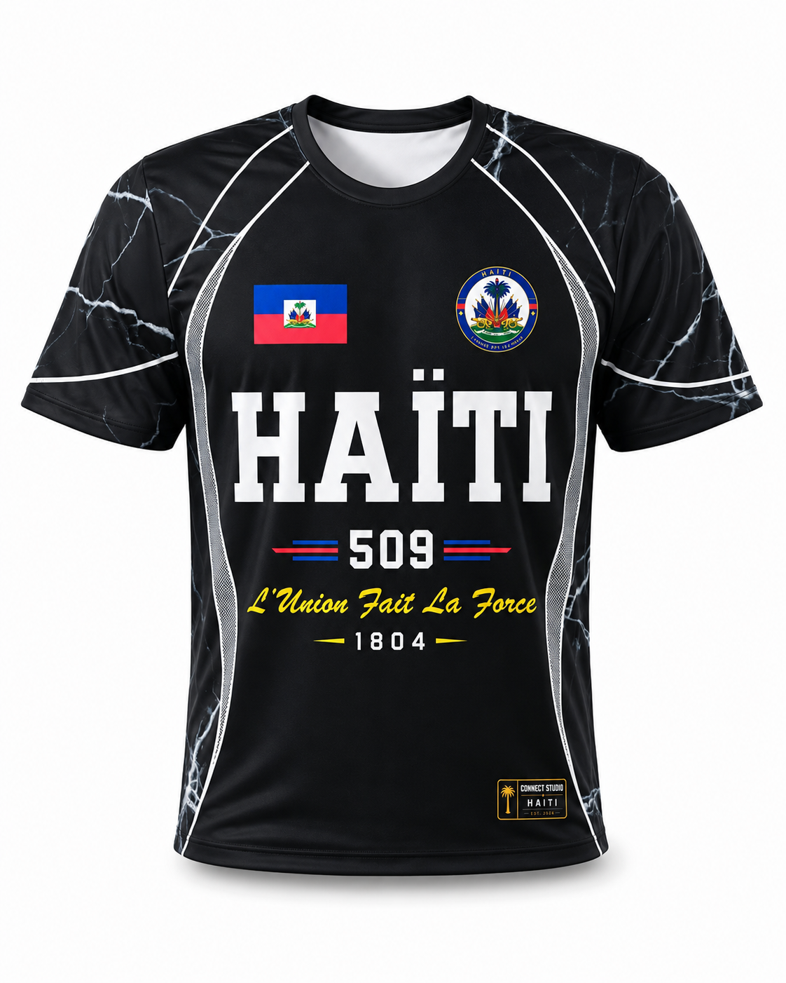 T-Shirt Haïti 509 Noir Marbre – Connect Studio Paris Grenadiers Edition