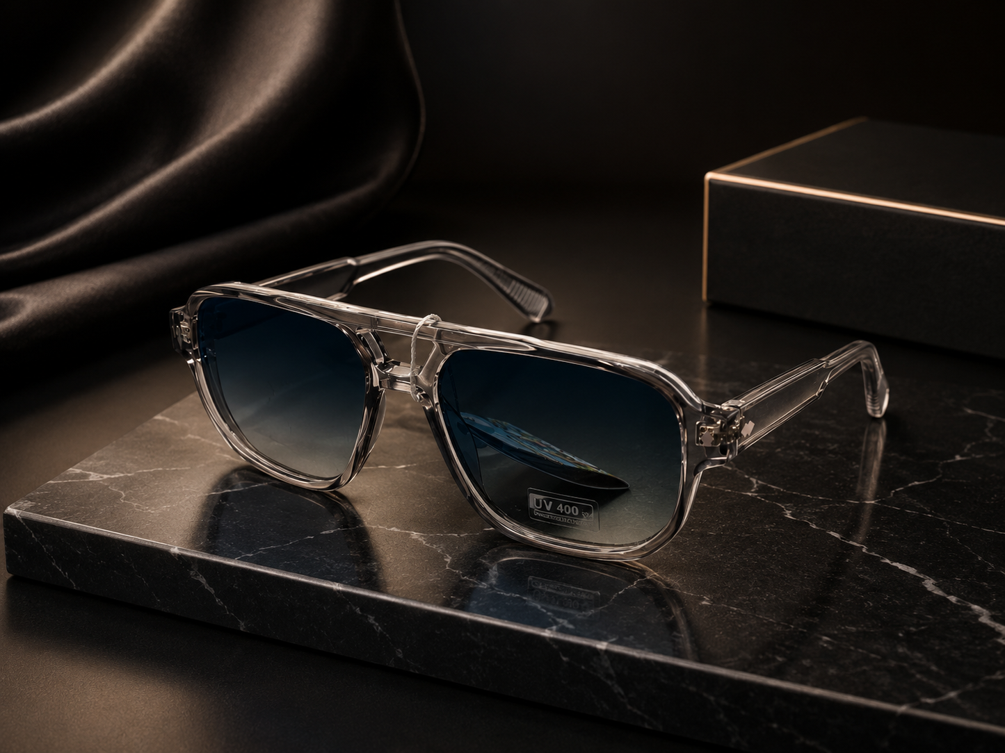 Lunettes de Soleil - 100% UV PROTECTION Teinte dégradé Bleu foncé