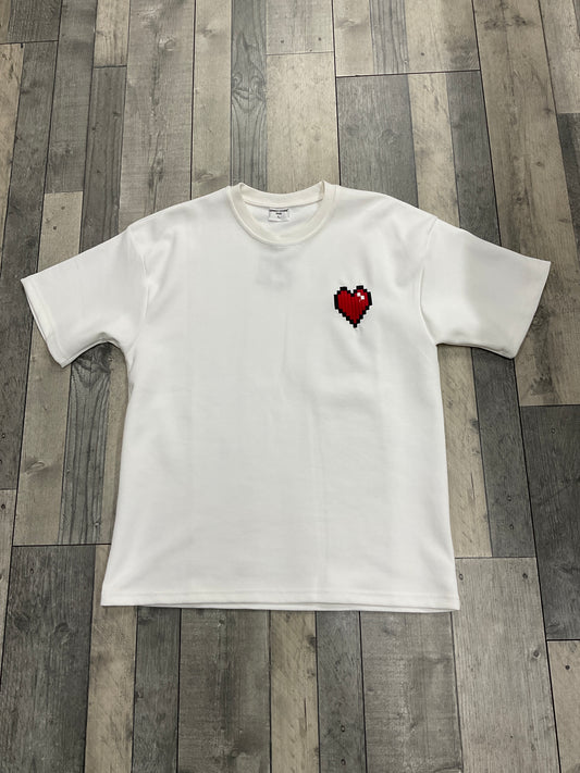 T-shirt CŒUR ROUGE 3D - blanc