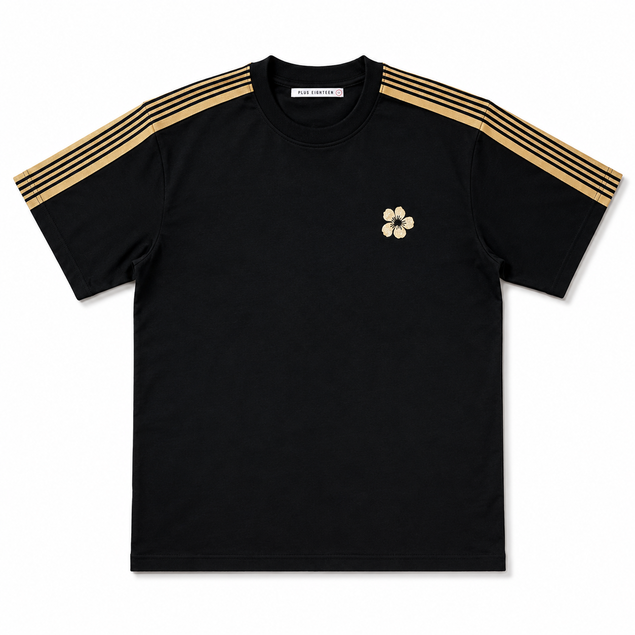 Set Noir Bandes Dorées – Plus Eighteen Off The System | T-Shirt + Jogging KS-6626