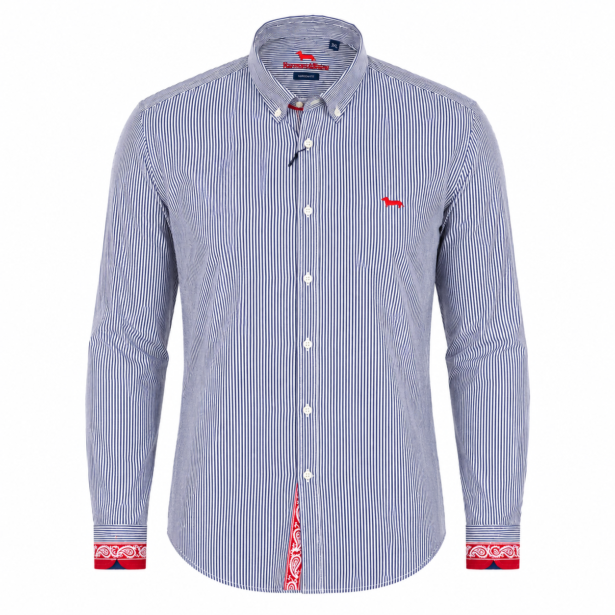 Chemise Harmont & Blaine Narrow Fit Rayée Marine et Blanche Homme