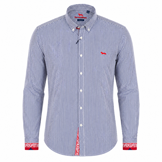 Chemise Harmont & Blaine Narrow Fit Rayée Marine et Blanche Homme