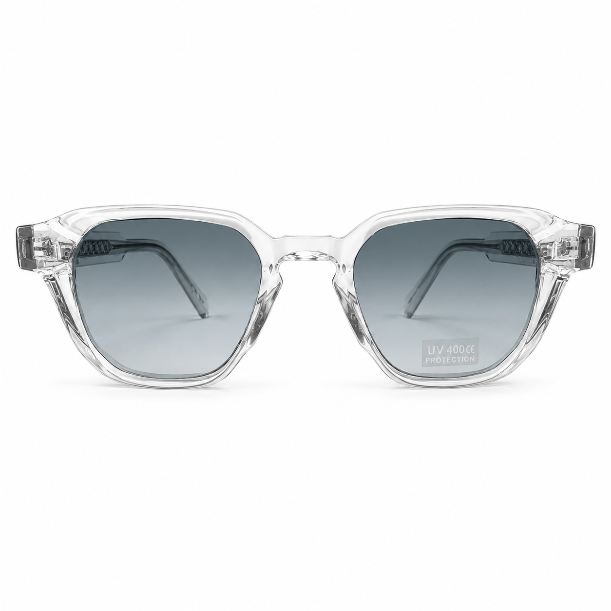 Lunettes de Soleil CP 026698 – Monture Gris Fumé Transparente & Verres Bleu Gris Dégradés UV400