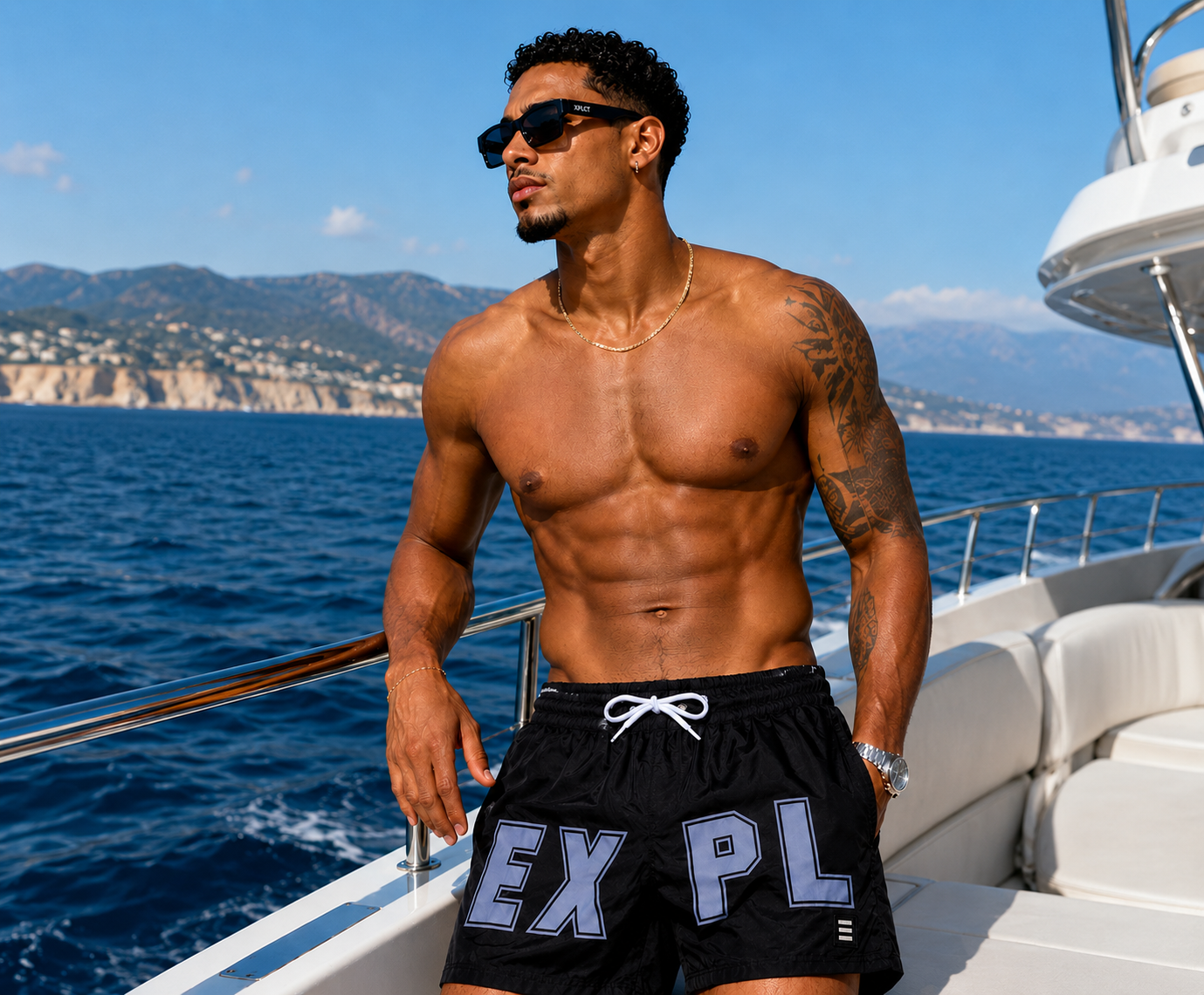 XPLCT STUDIOS Swim Short Logo Noir – Short de Bain Premium Homme