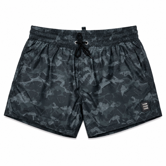 EXPLICIT Camo Swim Short Noir – Short de Bain Premium Homme