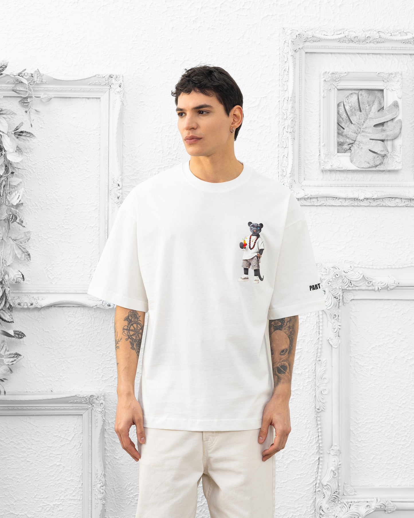 T-SHIRT ANIMAL PARTY, Spring/Summer, Panthère White  3D