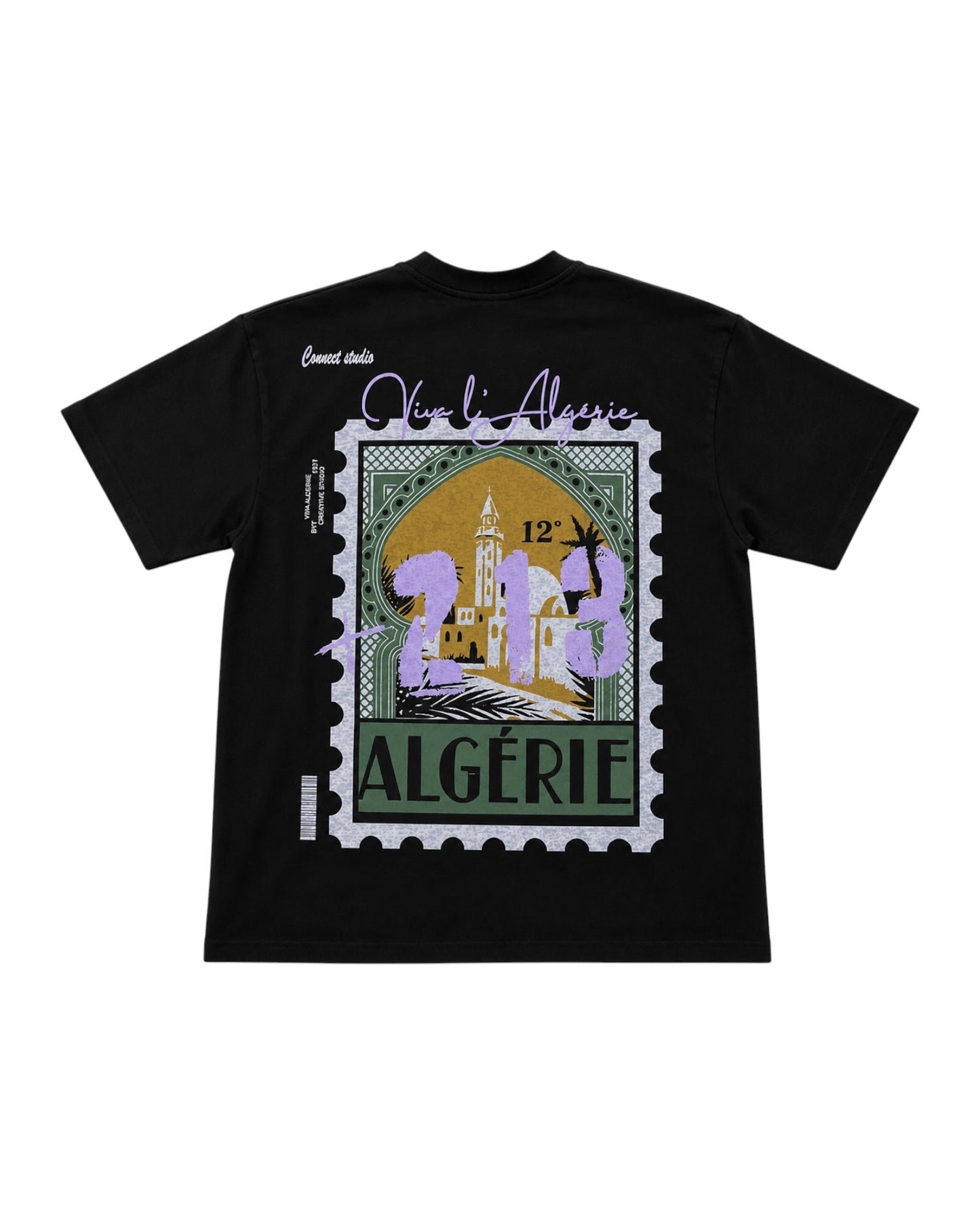 T-Shirt Viva l'Algérie – Connect Studios Paris | Timbre Algérie 213 Noir