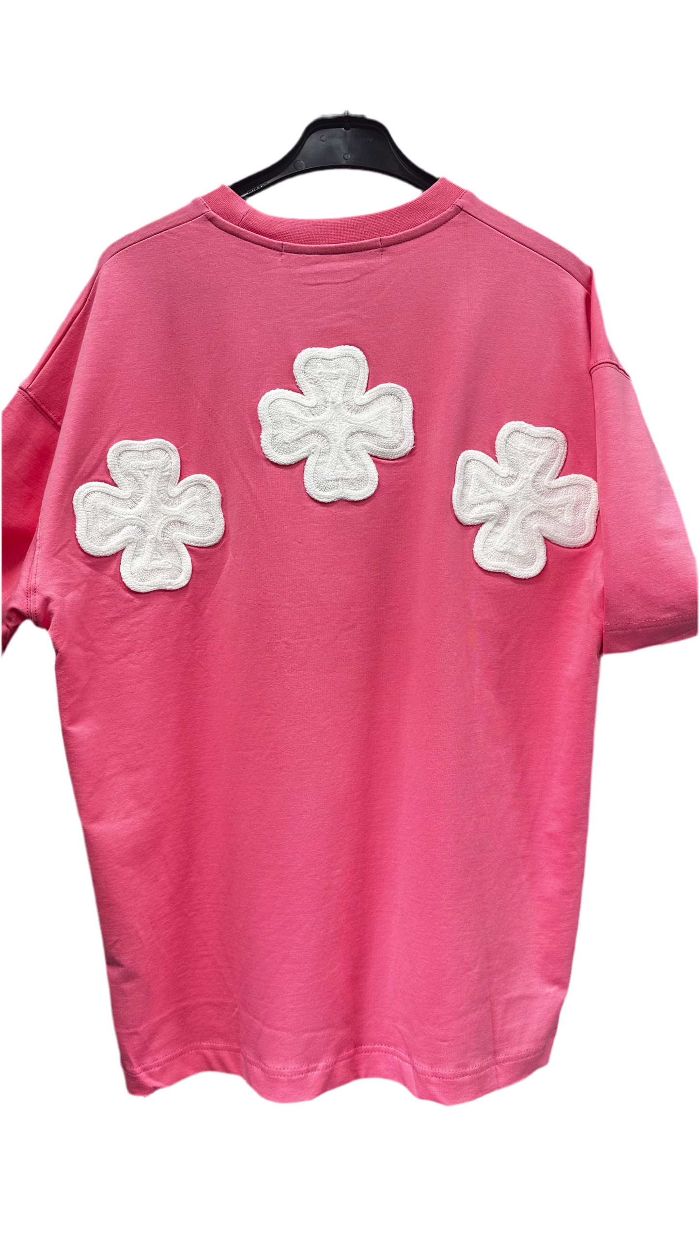 T-shirt Oversize Trèfles Brodés – Rose