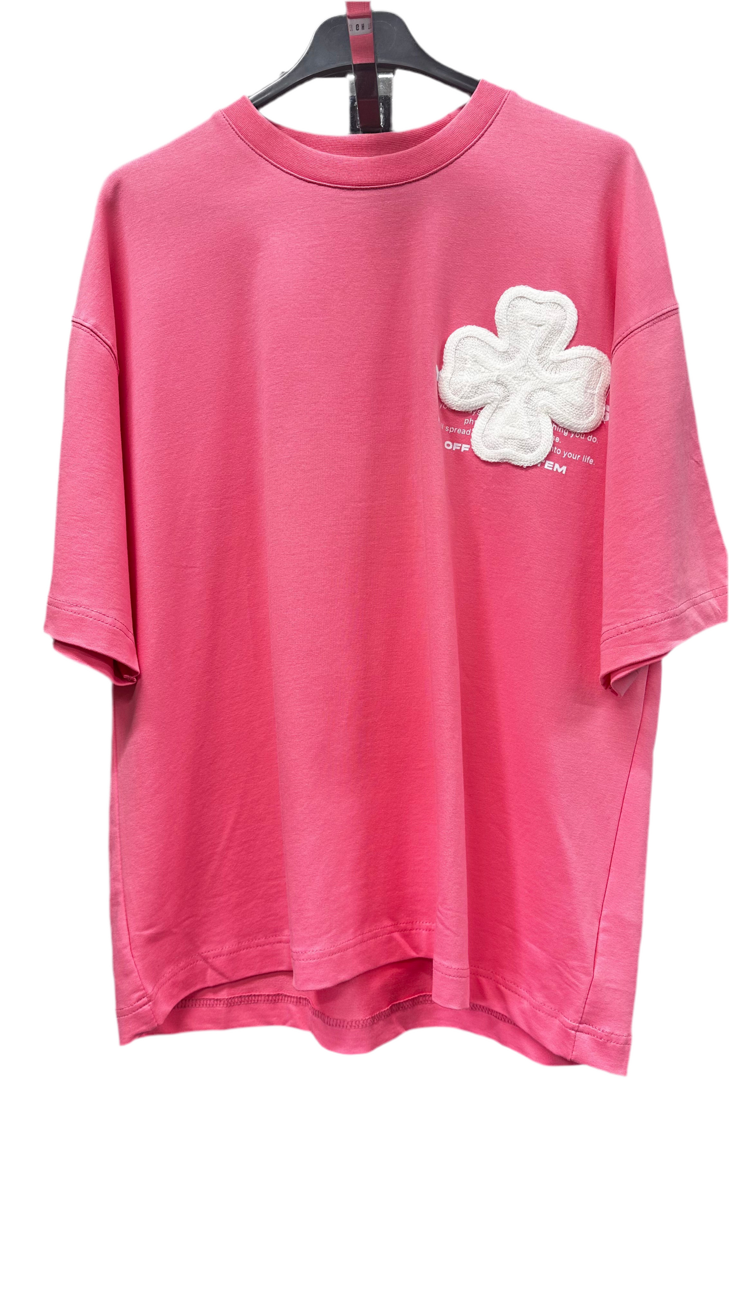 T-shirt Oversize Trèfles Brodés – Rose
