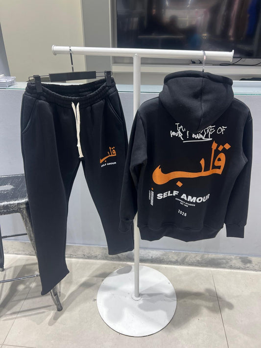 Ensemble Jogging “Self Amour” — Hoodie & Jogger (Noir / Écru )