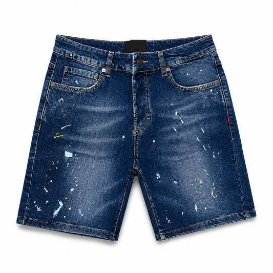 Short Jean Bleu Travis XPLCT Studios Effet Peinture Premium Homme